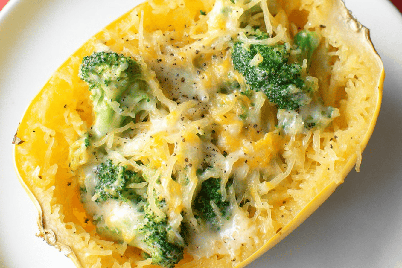 Cheesy Broccoli Spaghetti Squash