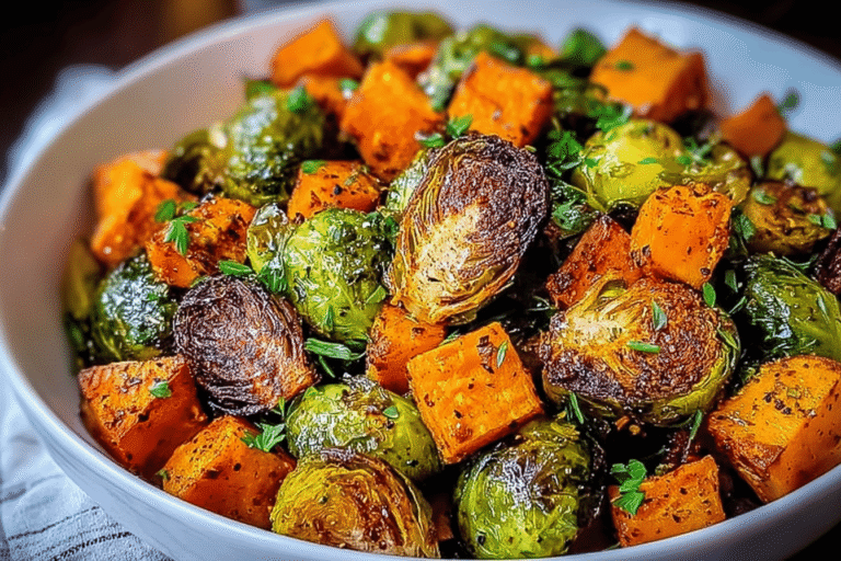 Roasted Brussels Sprouts Sweet Potatoes