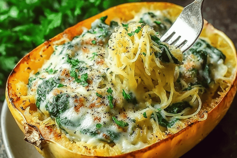 Spinach Stuffed Spaghetti Squash