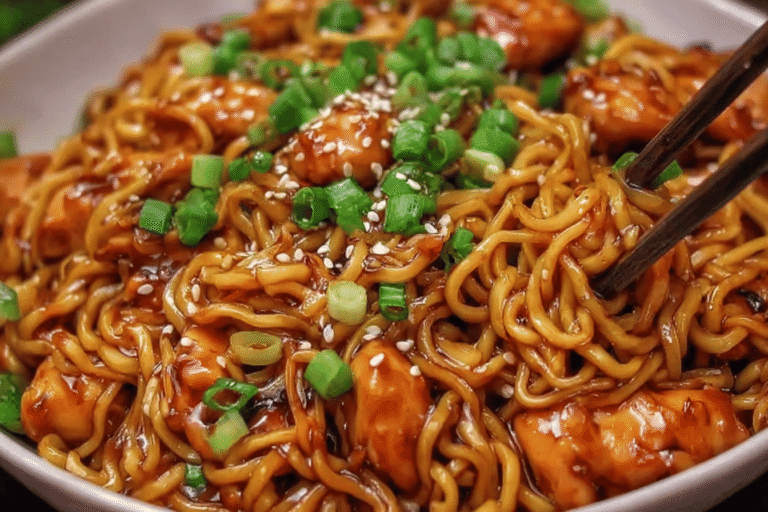 Sticky Garlic Chicken Noodles