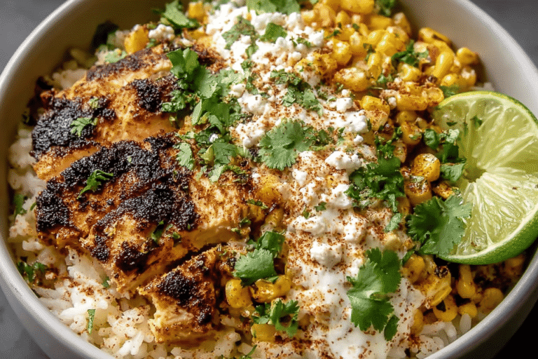 Street Corn Chicken Rice Bowl
