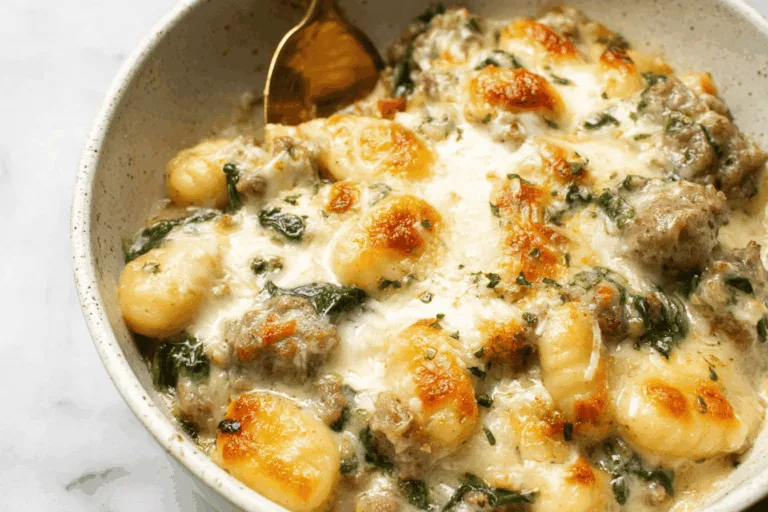 Pesto Sausage Gnocchi Bake